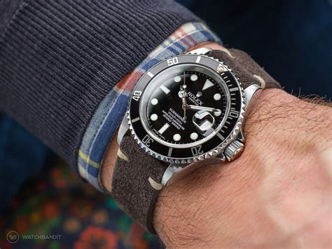 rolex submariner cool strap|rolex submariner suede strap.